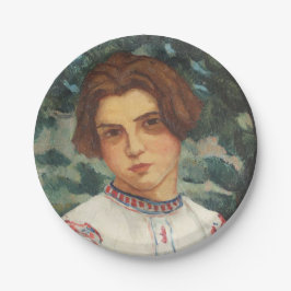 ルーマニアの農民の女性（Stefan Dimitrescu著） ペーパープレート