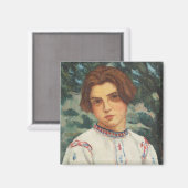 ルーマニアの農民の女性（Stefan Dimitrescu著） マグネット (正面/裏面)