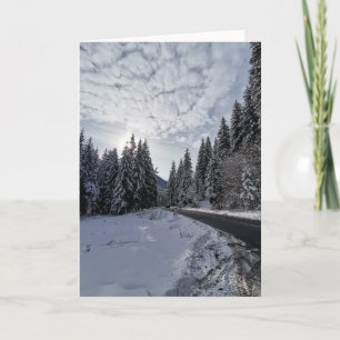 ルーマニアの雪の多い冬の風景 カード