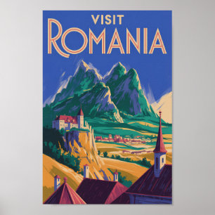 ルーマニアの風景イラスト旅行アートヴィンテージ ポスター