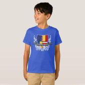 ルーマニアアメリカの盾の旗 Tシャツ (正面フル)