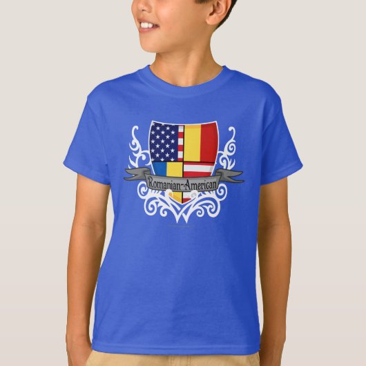 ルーマニアアメリカの盾の旗 Tシャツ (正面)
