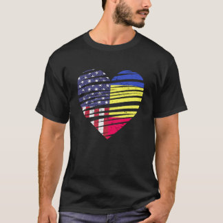 ルーマニアアメリカングロウンデハートUSAパトリオット伝統 Tシャツ
