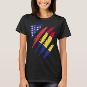 ルーマニアアメリカングロウン国旗USAパトリオ伝統M Tシャツ
