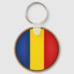 ルーマニアカッコいい国旗のシール キーホルダー