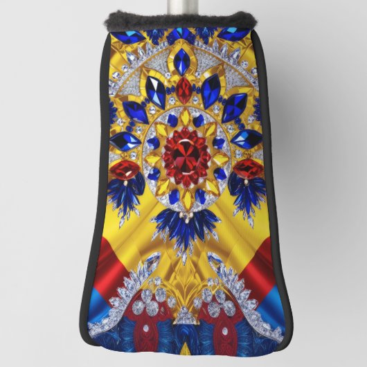 ルーマニアカラー付きゴルフパターカバーデザイン ゴルフヘッドカバー (回転90)