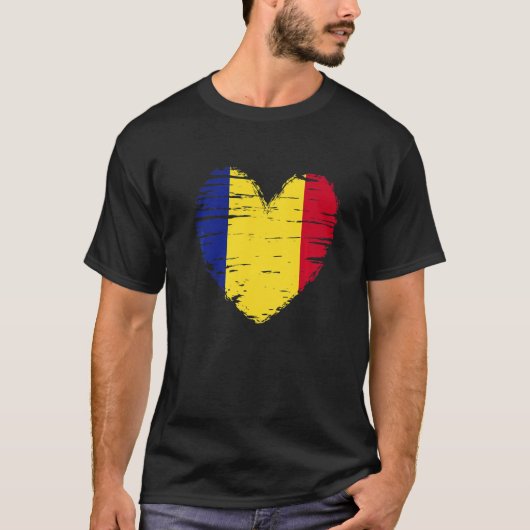 ルーマニアハートルーマニア国旗ルーマニアプライド Tシャツ (正面)