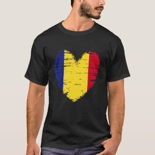 ルーマニアハートルーマニア国旗ルーマニアプライド Tシャツ