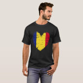 ルーマニアハートルーマニア国旗ルーマニアプライド Tシャツ (正面フル)
