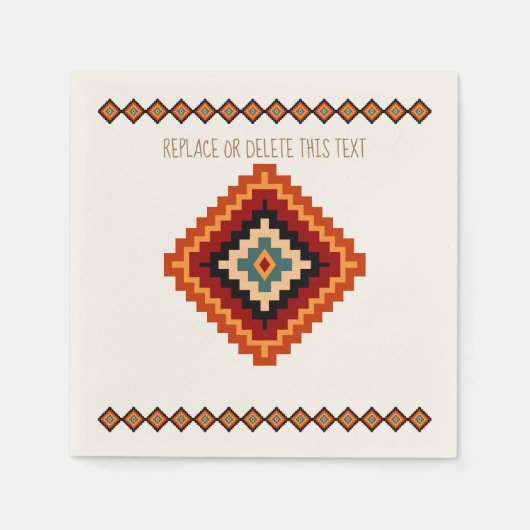 ルーマニアフォークアート – エスニックモチーフ スタンダードカクテルナプキン (正面)