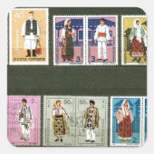 ルーマニアフォークコスチューム切手 スクエアシール (正面)