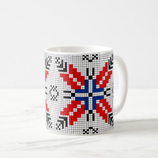 ルーマニアフォーク伝統的モチーフの象徴 コーヒーマグカップ (正面右)