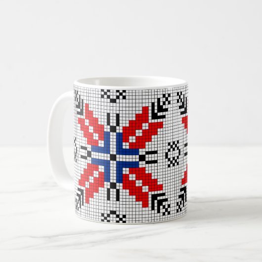 ルーマニアフォーク伝統的モチーフの象徴 コーヒーマグカップ (正面左)