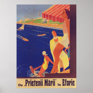 ルーマニアプリント,レトロ旅行ポスター, Eforie Romania ポスター