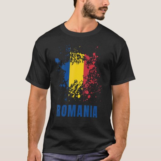 ルーマニアレトロヴィンテージ水彩色スポーツルーマニアF Tシャツ (正面)