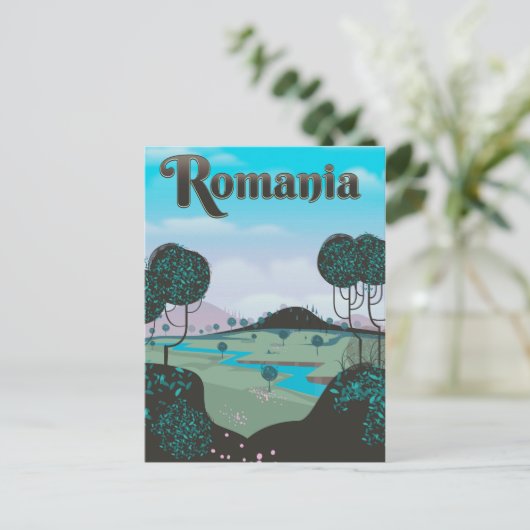 ルーマニアヴィンテージ景観旅行ポスター ポストカード (スタンド正面)