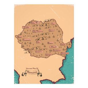 ルーマニアヴィンテージ郡地図 フォトプリント