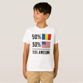 ルーマニア中南米ルーマニア国旗Romania USA Tシャツ (正面フル)