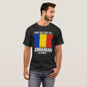 ルーマニア人が来たから安心 ルーマニア フラグ デザイン Tシャツ (正面フル)