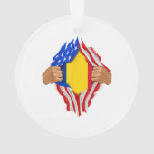 ルーマニア人の血が私の中にいる Tシャツ ルーマニア国旗 オーナメント (裏面)