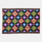 ルーマニア伝統的フォークのエスニックモチーフのラグ模様 キッチンタオル (横)