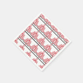 ルーマニア伝統的フォークモチーフ（赤と黒） スタンダードカクテルナプキン (角)