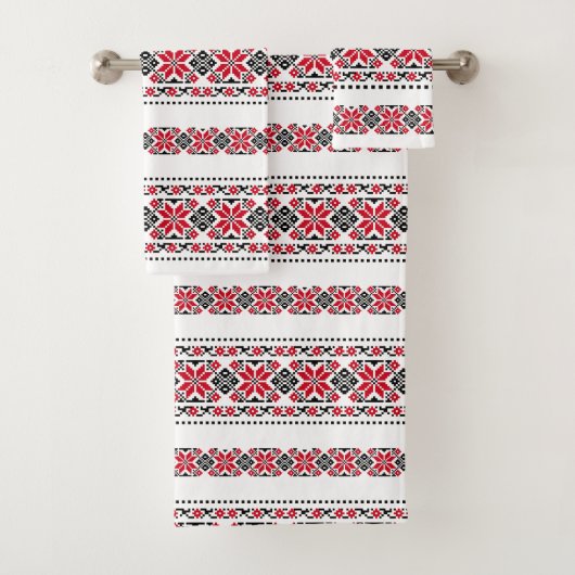 ルーマニア伝統的モチーフ「ザ・スターズ」 バスタオルセット (インサイチュ)