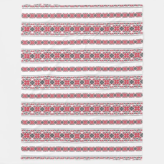 ルーマニア伝統的モチーフ「ザ・スターズ」 フリースブランケット (正面)