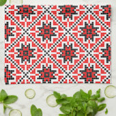 ルーマニア伝統的民族衣装モチーフ キッチンタオル (折り畳み)