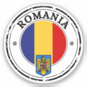 ルーマニア印鑑シール丸フラグのラップトップ帳… シール (正面)