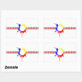 ルーマニア国伝統的旗モチーフ(ばちゃばちゃ)跳ねるsy 長方形シール (シート)