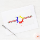 ルーマニア国伝統的旗モチーフ(ばちゃばちゃ)跳ねるsy 長方形シール (封筒)