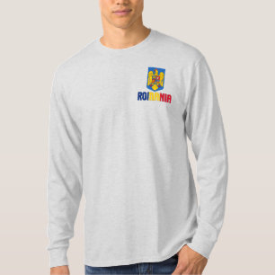 ルーマニア国旗とコート・オブ・アームズ愛国心 Tシャツ