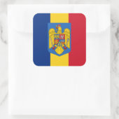 ルーマニア国旗とコート・オブ・アームズ、ルーマニア国旗 スクエアシール (バッグ)