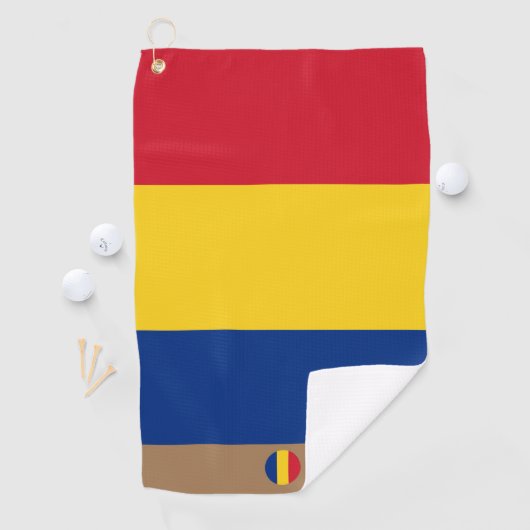 ルーマニア国旗とルーマニアモノグラムのゴルフタオル ゴルフタオル (インサイチュ)