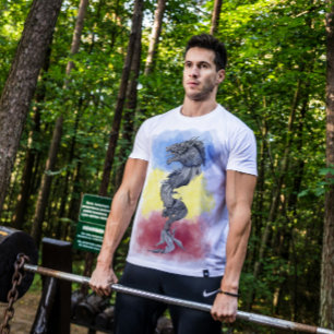 ルーマニア国旗と古代ダシアン・ウルフ Tシャツ