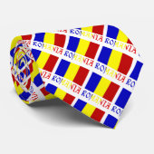 ルーマニア国旗と名前で並べた国旗 ネクタイ (ロール)