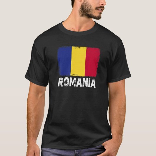 ルーマニア国旗のサポートルーマニア人女性男性 Tシャツ (正面)