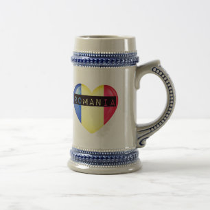 ルーマニア国旗のハート ビールジョッキ