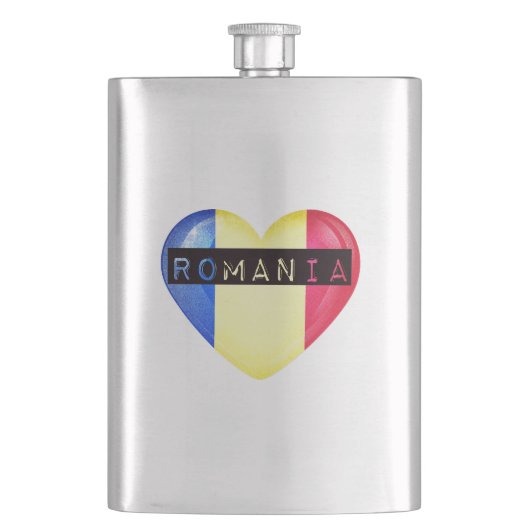 ルーマニア国旗のハート フラスク (正面)