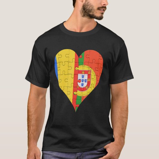 ルーマニア国旗のハート Tシャツ (正面)