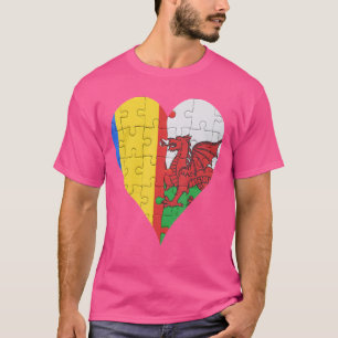 ルーマニア国旗のハート Tシャツ