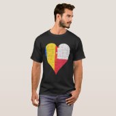 ルーマニア国旗のハート Tシャツ (正面フル)