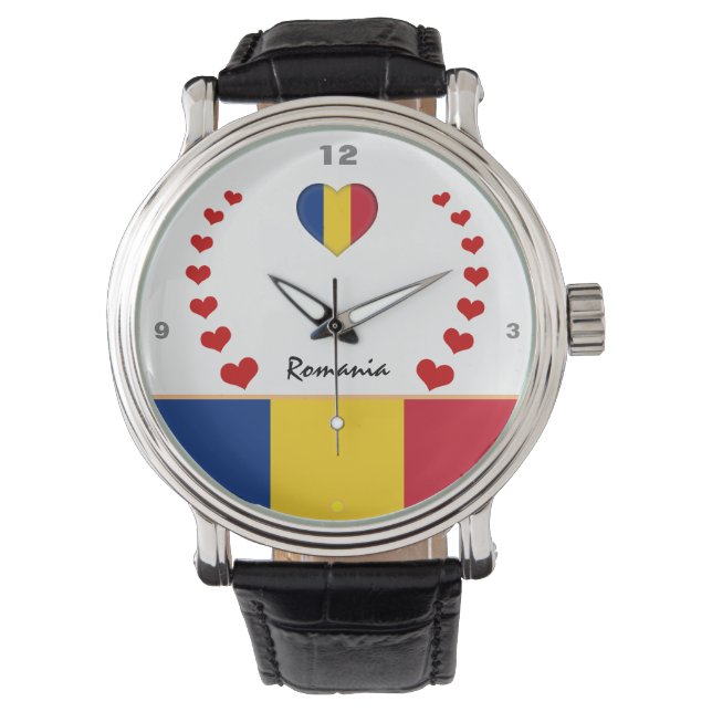 ルーマニア国旗の腕時計と誇りを持ったファッション/ルーマニア 腕時計 (正面)