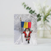 ルーマニア国旗を持つサンタクロース ポストカード (スタンド正面)