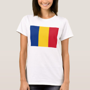 ルーマニア国旗を持つ女性Tシャツ Tシャツ
