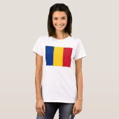 ルーマニア国旗を持つ女性Tシャツ Tシャツ (正面フル)
