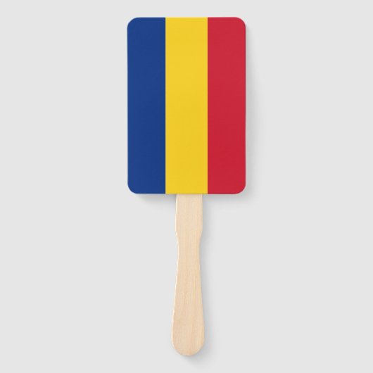 ルーマニア国旗を掲げたハンドファンのセット ハンドファン (正面)