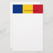 ルーマニア国旗を掲げた文房具 便箋 (正面/裏面)