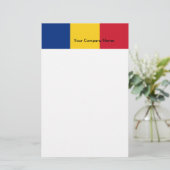 ルーマニア国旗を掲げた文房具 便箋 (スタンド正面)